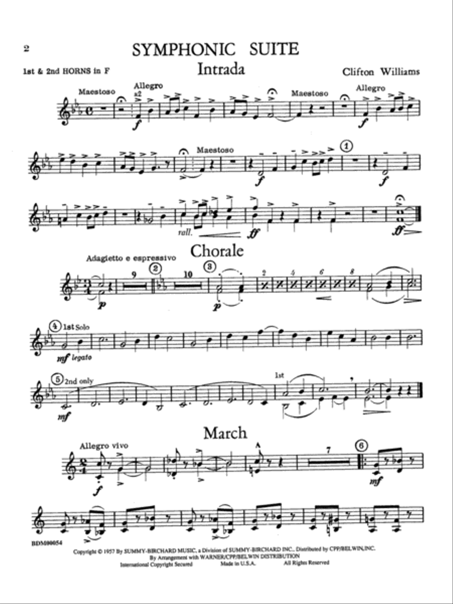Symphonic Suite: 1st & 2nd F Horns Concert Band scores gallery preview page 1