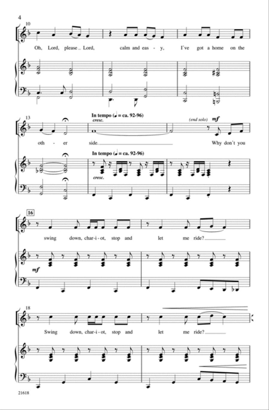 Swing Down, Chariot 4-Part scores gallery preview page 3