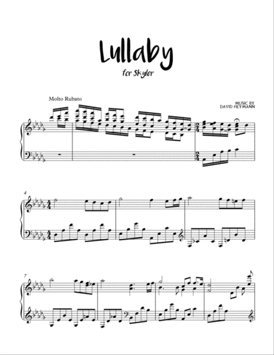Lullaby Piano Solo scores gallery preview page 1