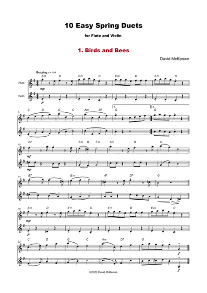 10 Easy Spring Duets for Flute and Violin