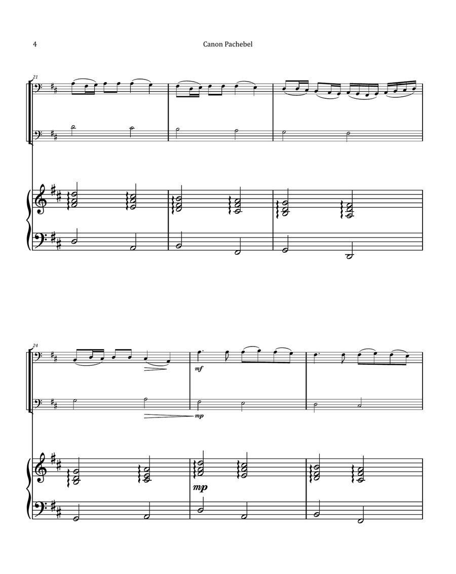 Canon by Pachelbel - Bassoon Duet with Piano Woodwind Duet scores gallery preview page 4