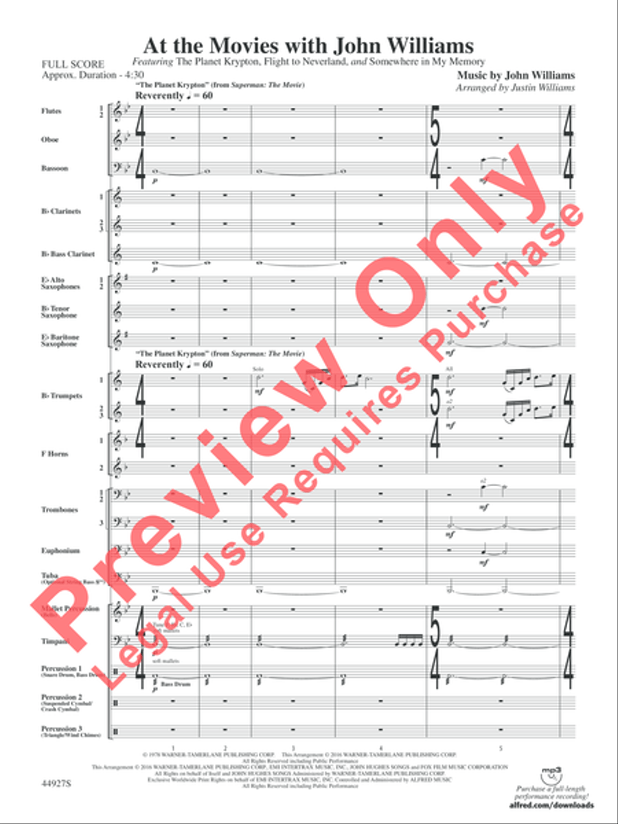 At the Movies with John Williams Concert Band scores gallery preview page 28