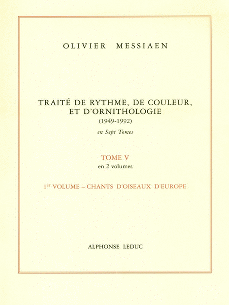 Traite De Rythme, De Couleur, Et D'ornithologie Vol.5/1 (book)