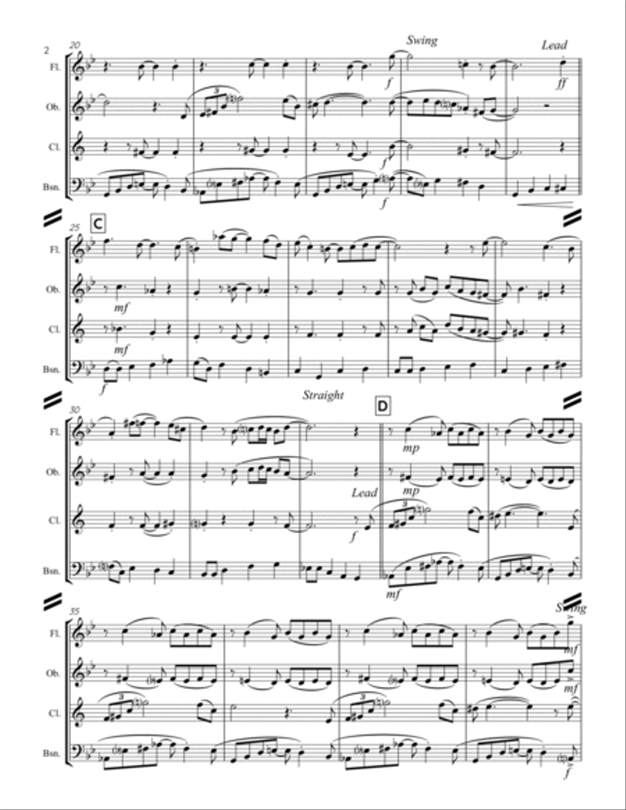 A Night In Tunisia Woodwind Quartet scores gallery preview page 3