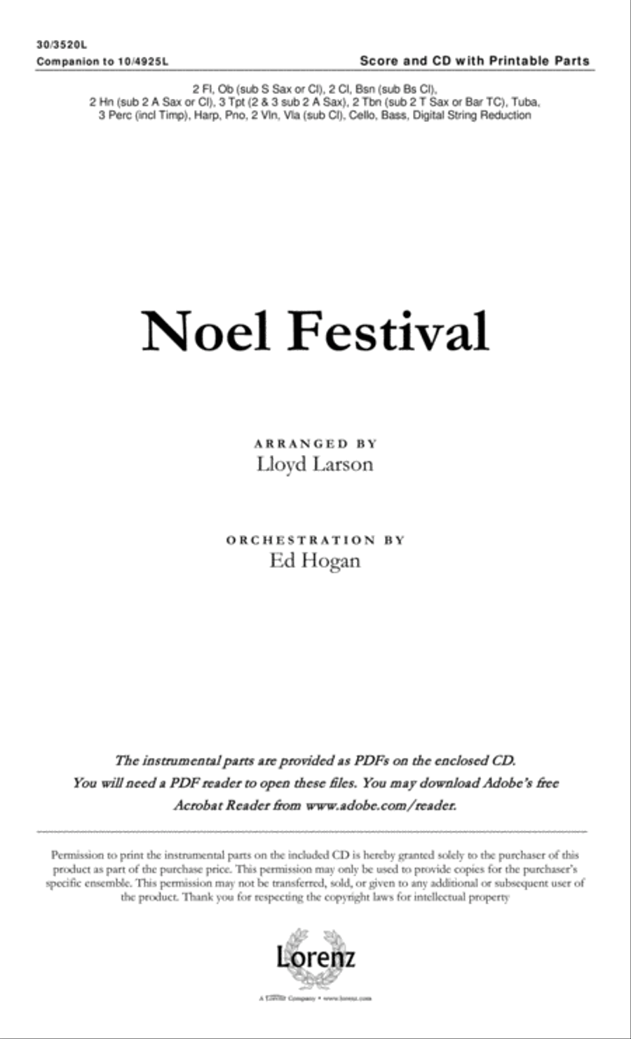 Noel Festival - Orchestral Score and CD with Printable Parts