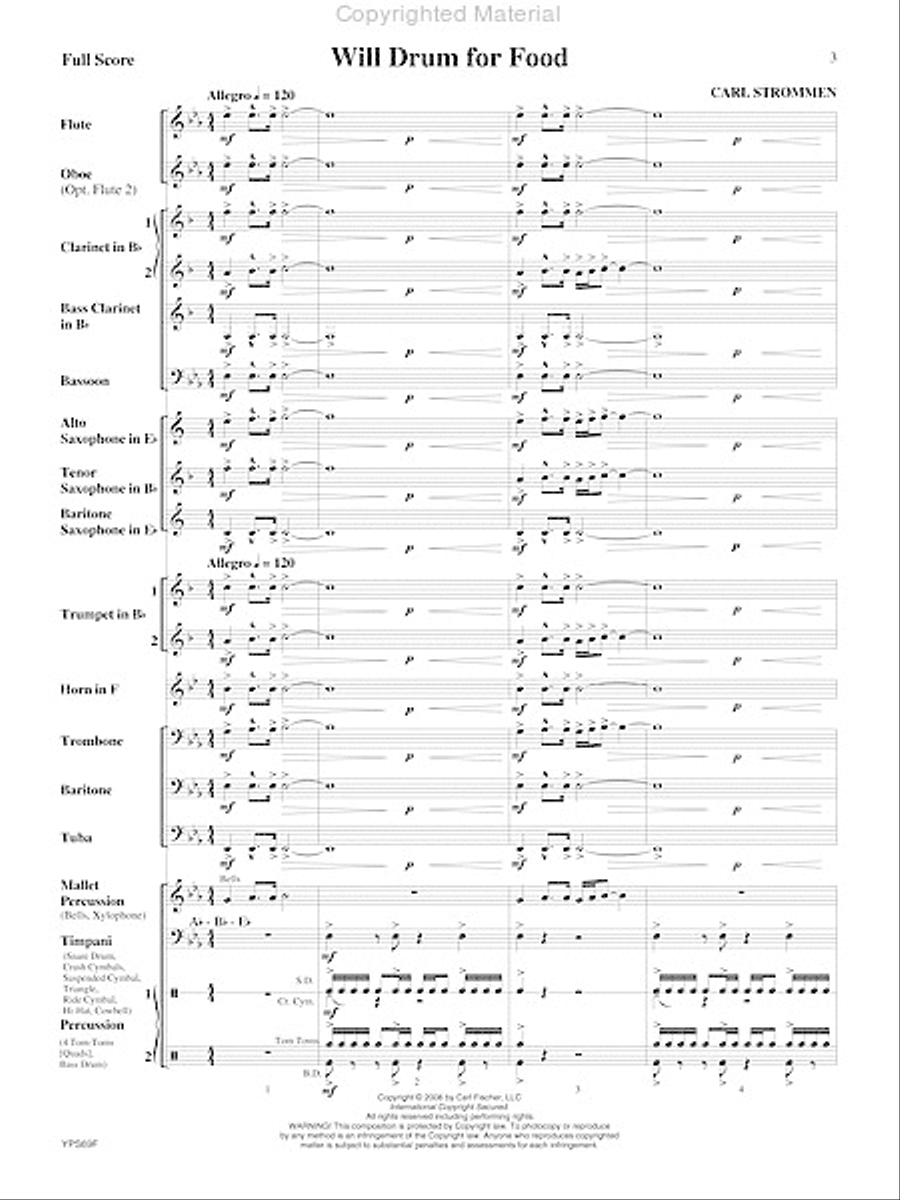 Will Drum for Food Will Drum for Food Concert Band scores gallery preview page 4
