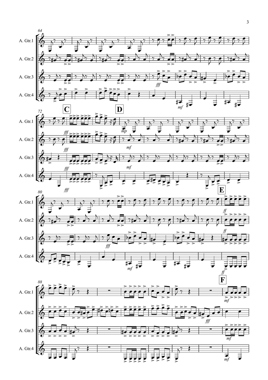 Flamenco Fantastico for Guitar Quartet Guitar Ensemble scores gallery preview page 3