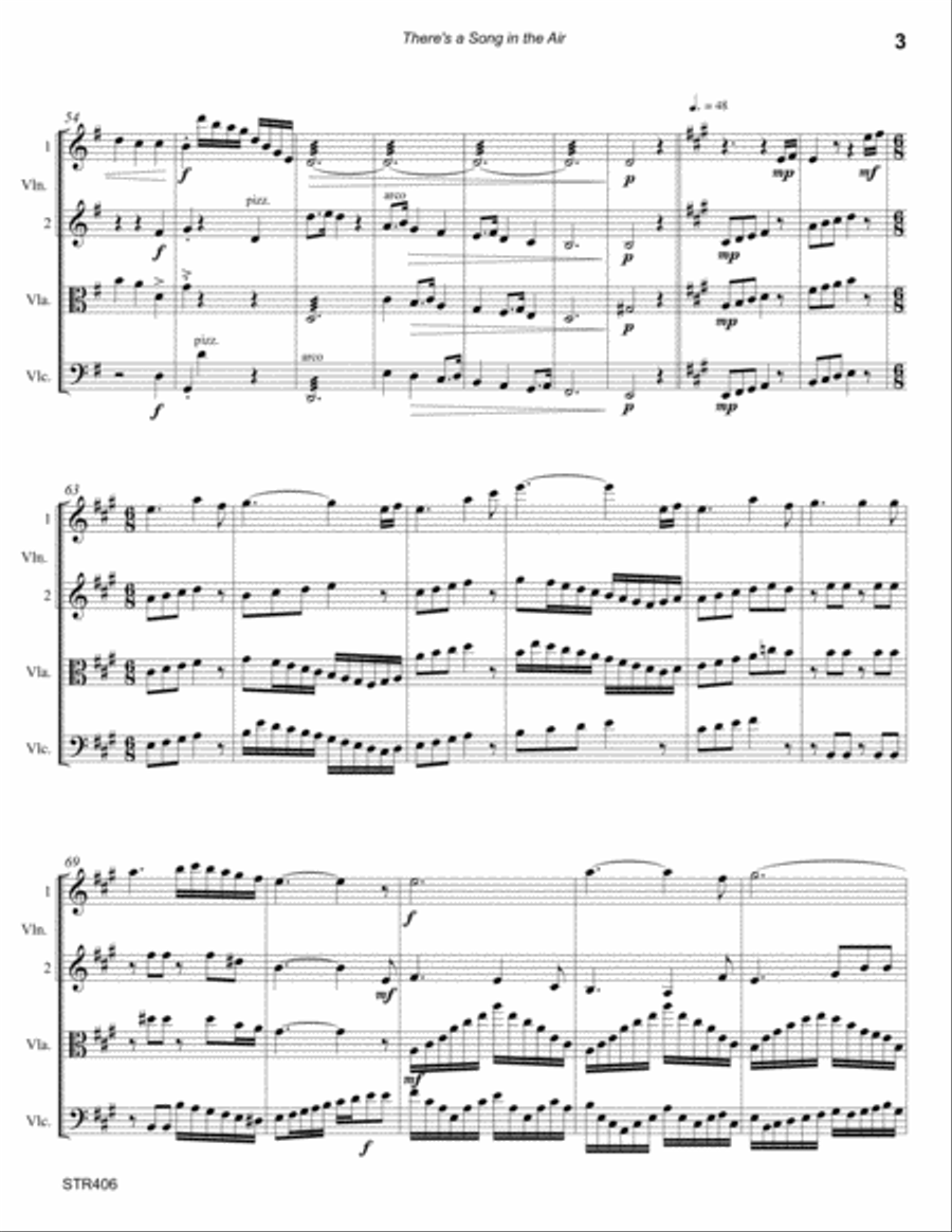 THERE'S A SONG IN THE AIR for unaccompanied STRING QUARTET A Cappella scores gallery preview page 3