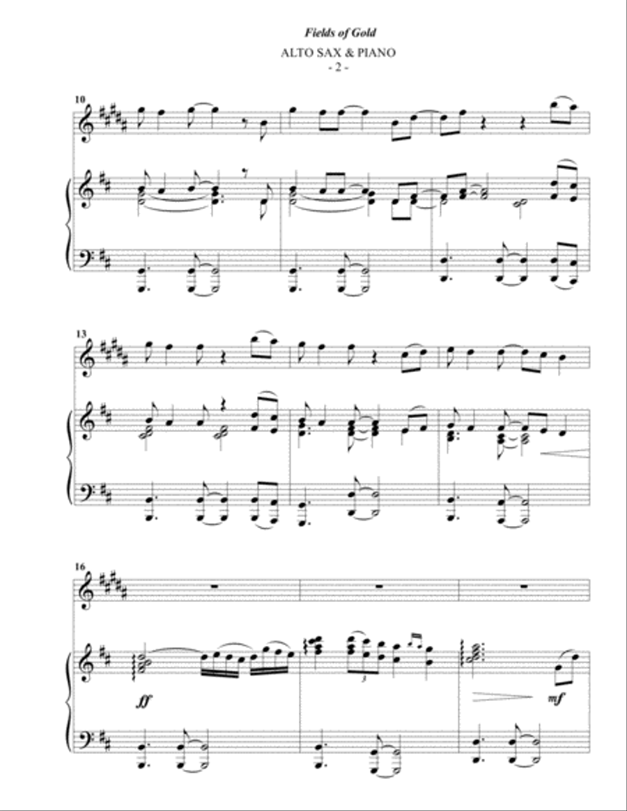 Fields Of Gold Alto Saxophone scores gallery preview page 2