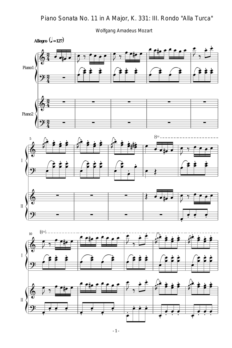 Piano Sonata No. 11 in A Major, K. 331: III. Rondo 