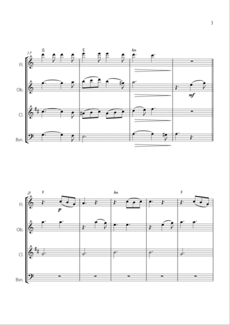 Hallelujah Woodwind Quartet scores gallery preview page 3