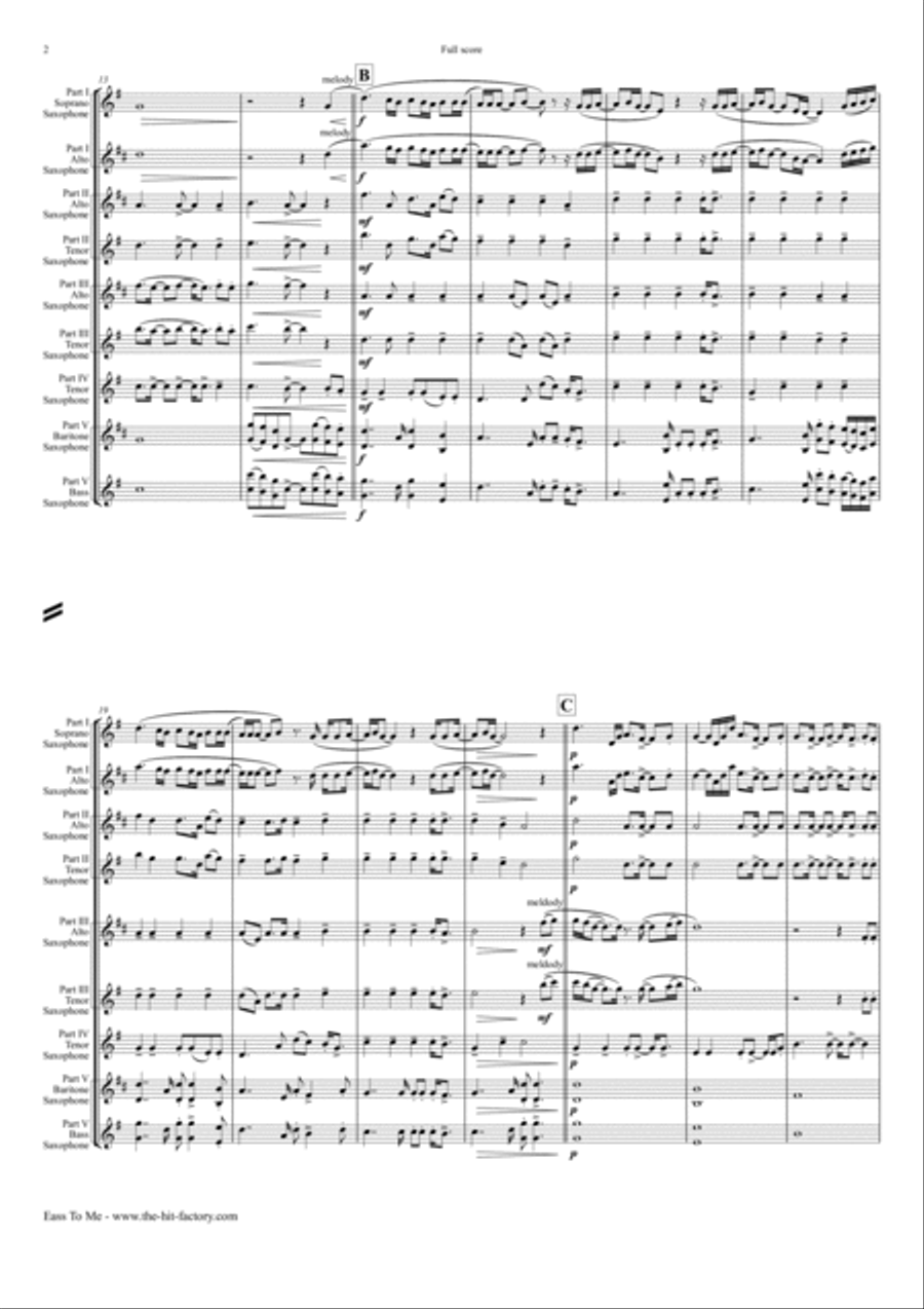 Easy On Me Saxophone Quintet scores gallery preview page 2