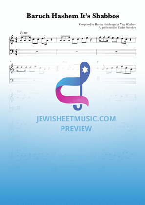 Baruch Hashem It’s Shabbos by Yaakov Shwekey. Easy sheet music