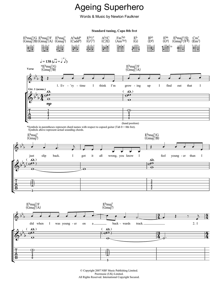 Ageing Superhero Ageing Superhero Acoustic Guitar scores gallery preview page 1