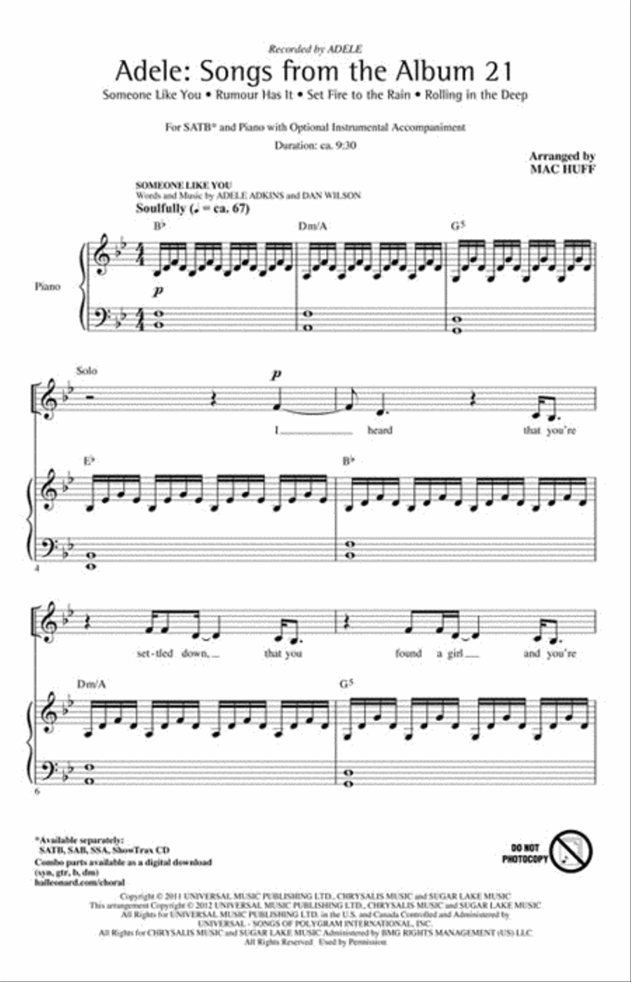Adele: Songs from the Album 21 Show Choir scores gallery preview page 2