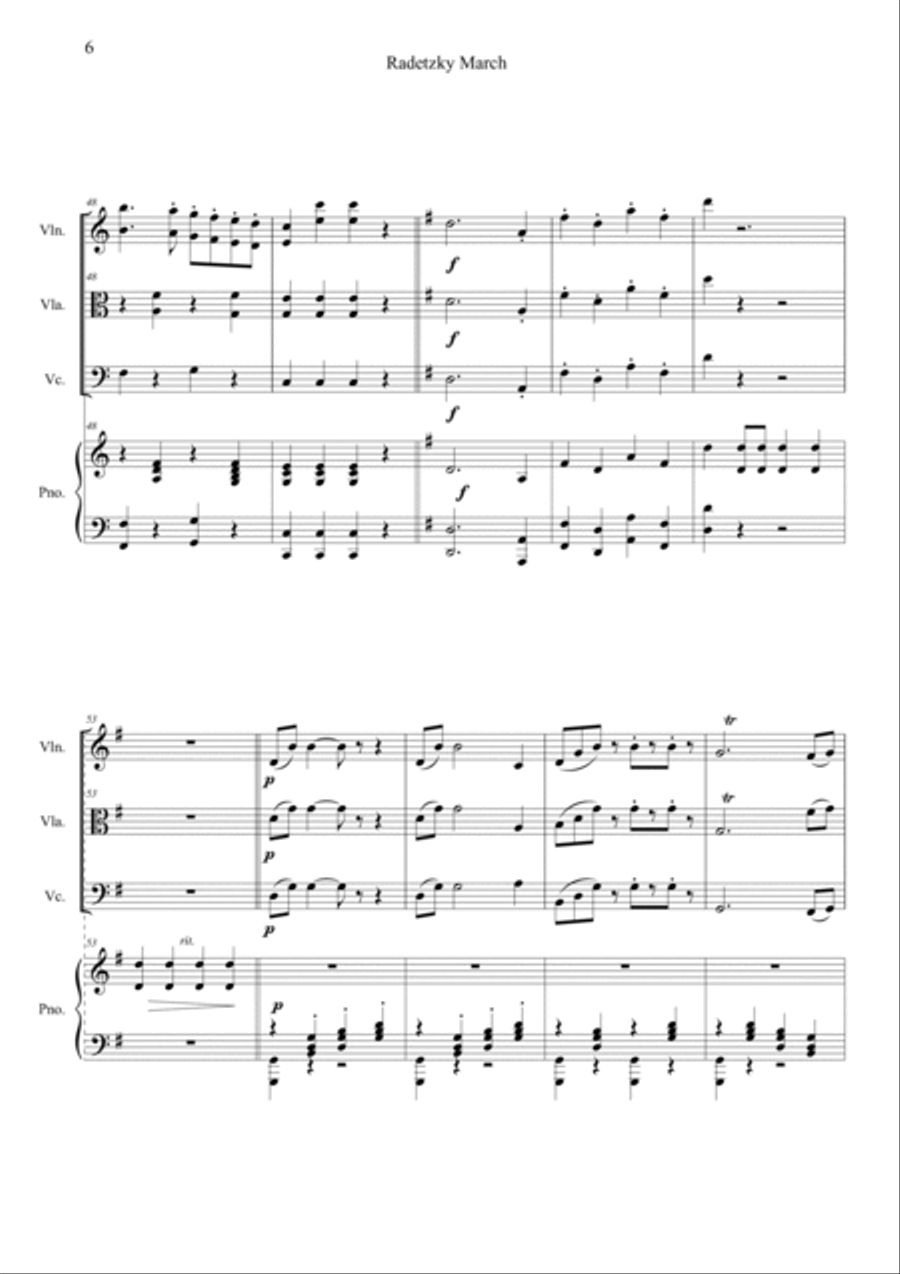 Radetzky Marsch in C Radetzky Marsch in C Piano Quartet scores gallery preview page 6