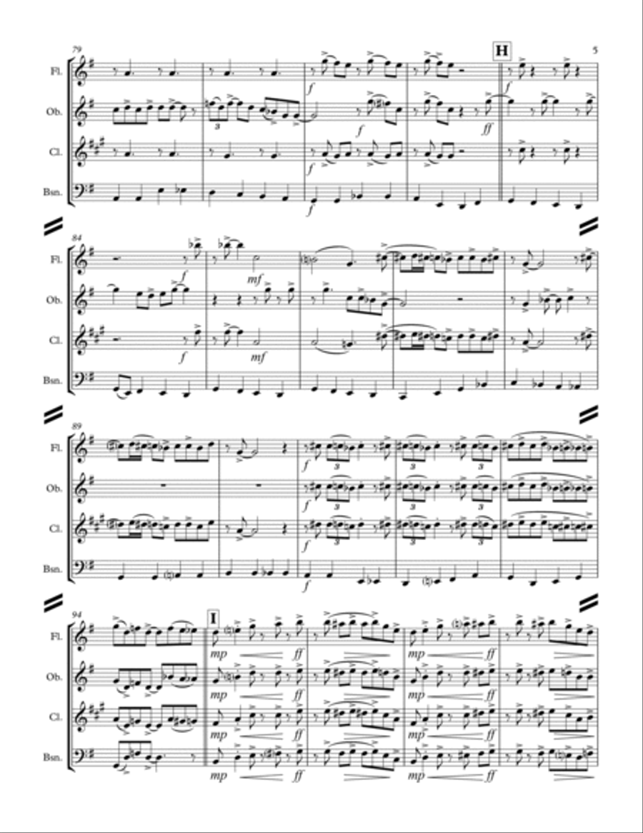 Boogie Woogie Santa Claus Woodwind Quartet scores gallery preview page 6