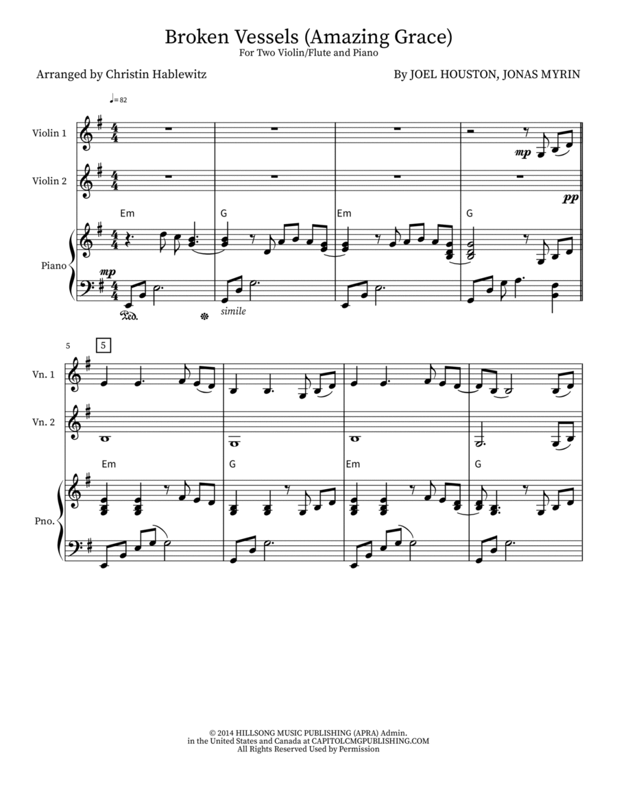 Broken Vessels (Amazing Grace) String Duet scores gallery preview page 1
