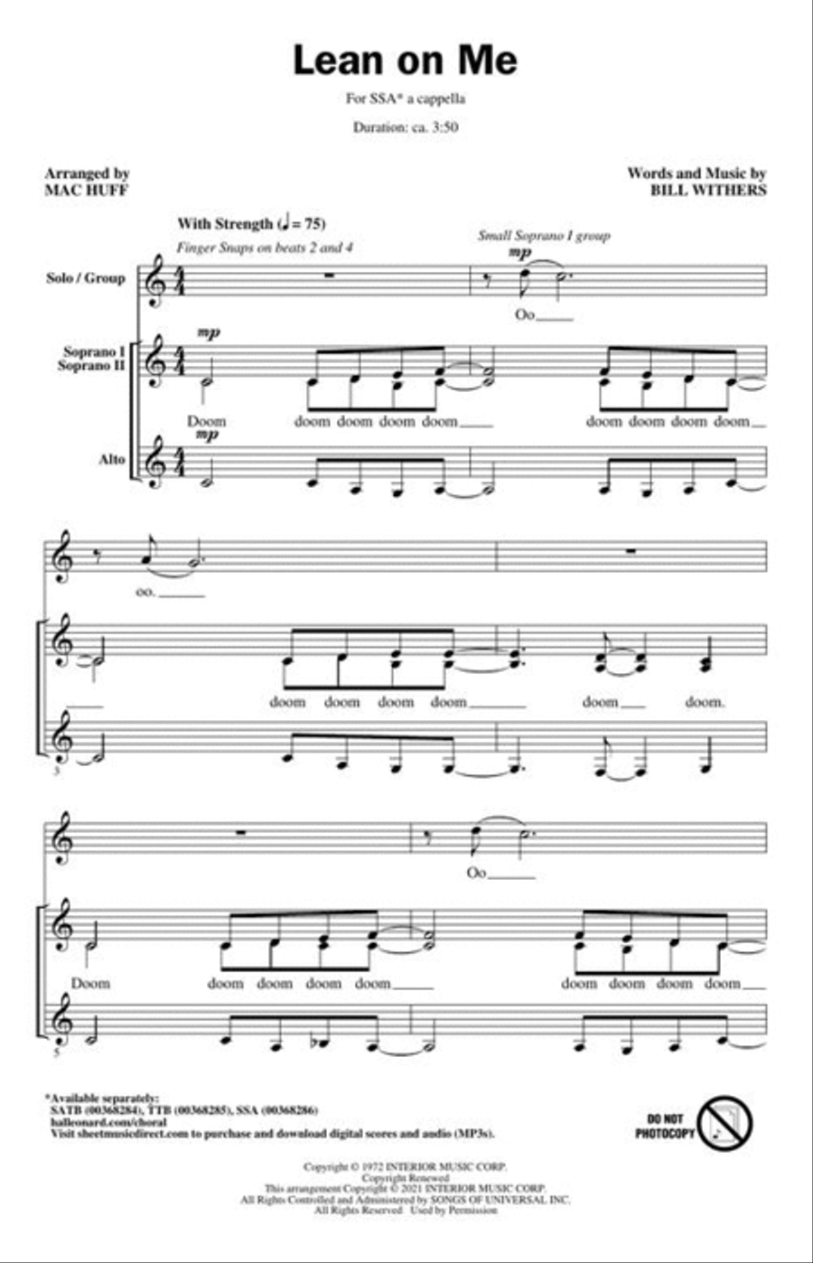 Lean on Me SSA scores gallery preview page 3