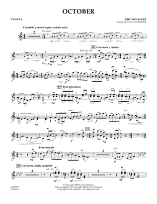 October - Violin 1 (arr. Paul Lavender)