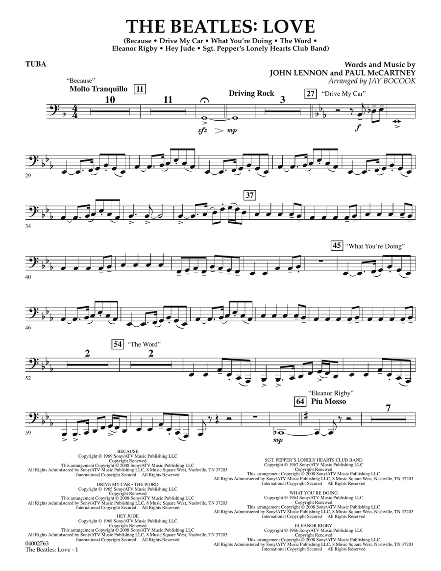 The Beatles: Love - Tuba Concert Band scores gallery preview page 1