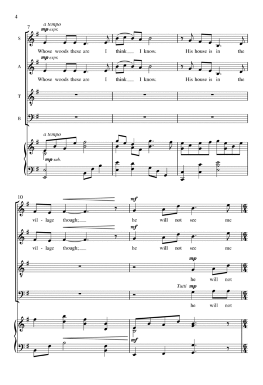 Stopping by Woods on a Snowy Evening Divisi scores gallery preview page 3