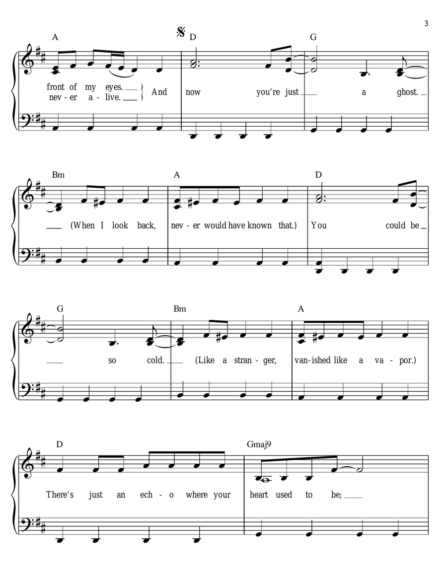 Ghost Easy Piano scores gallery preview page 3