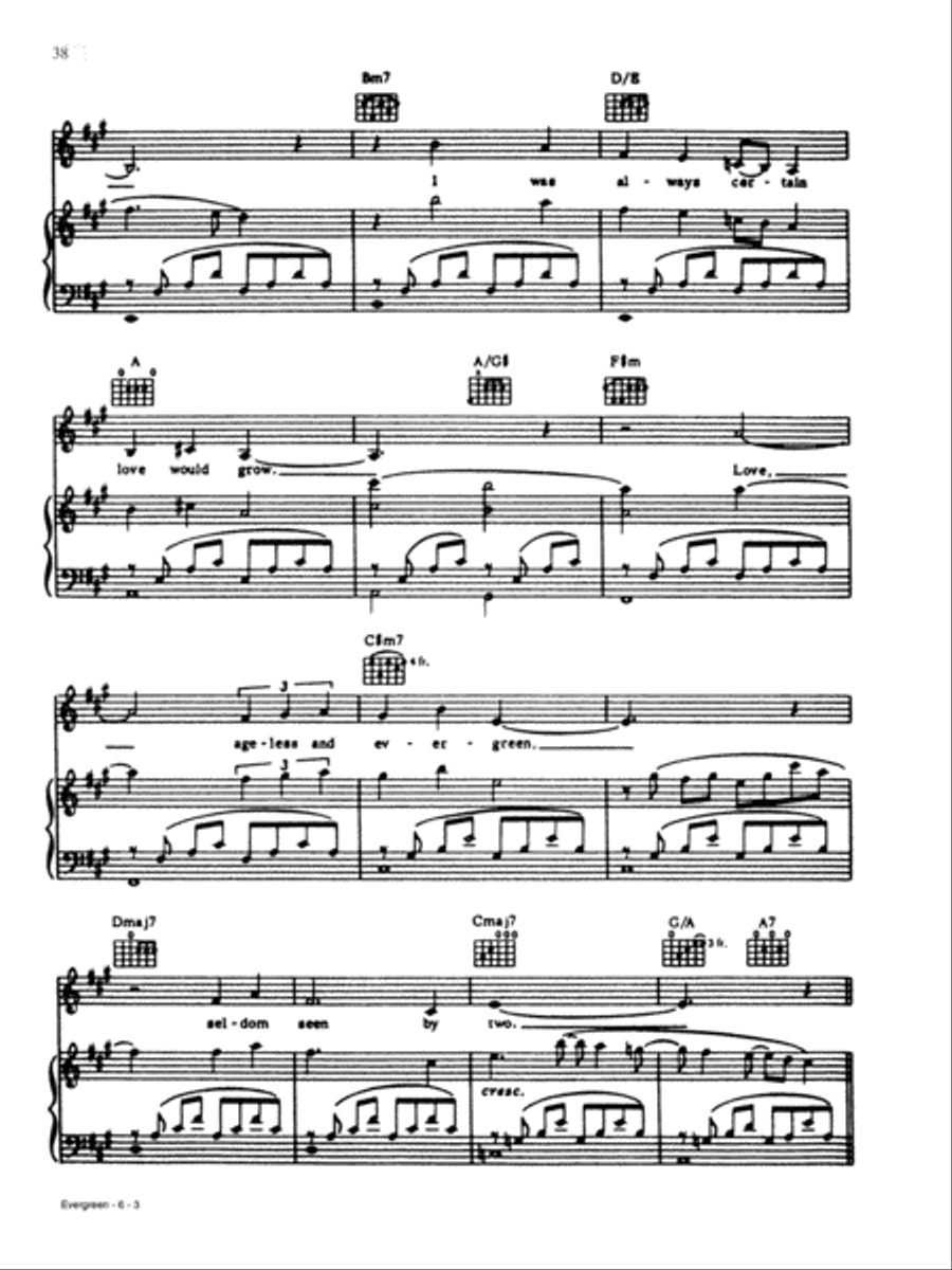 Evergreen (Love Theme from A Star Is Born) Piano, Vocal, Guitar scores gallery preview page 3