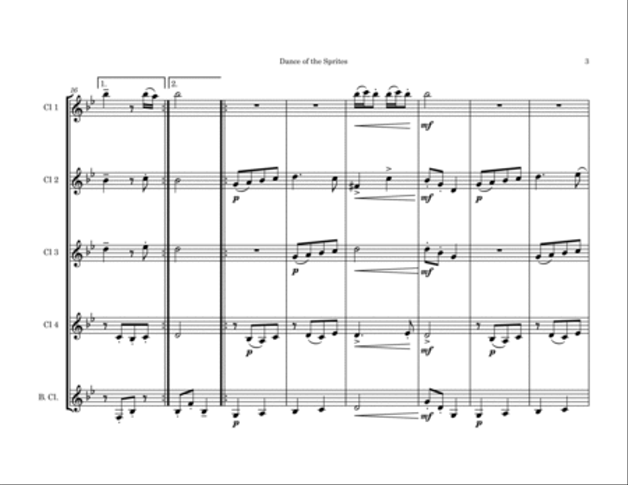 Dance of the Sprites Clarinet Quintet scores gallery preview page 3