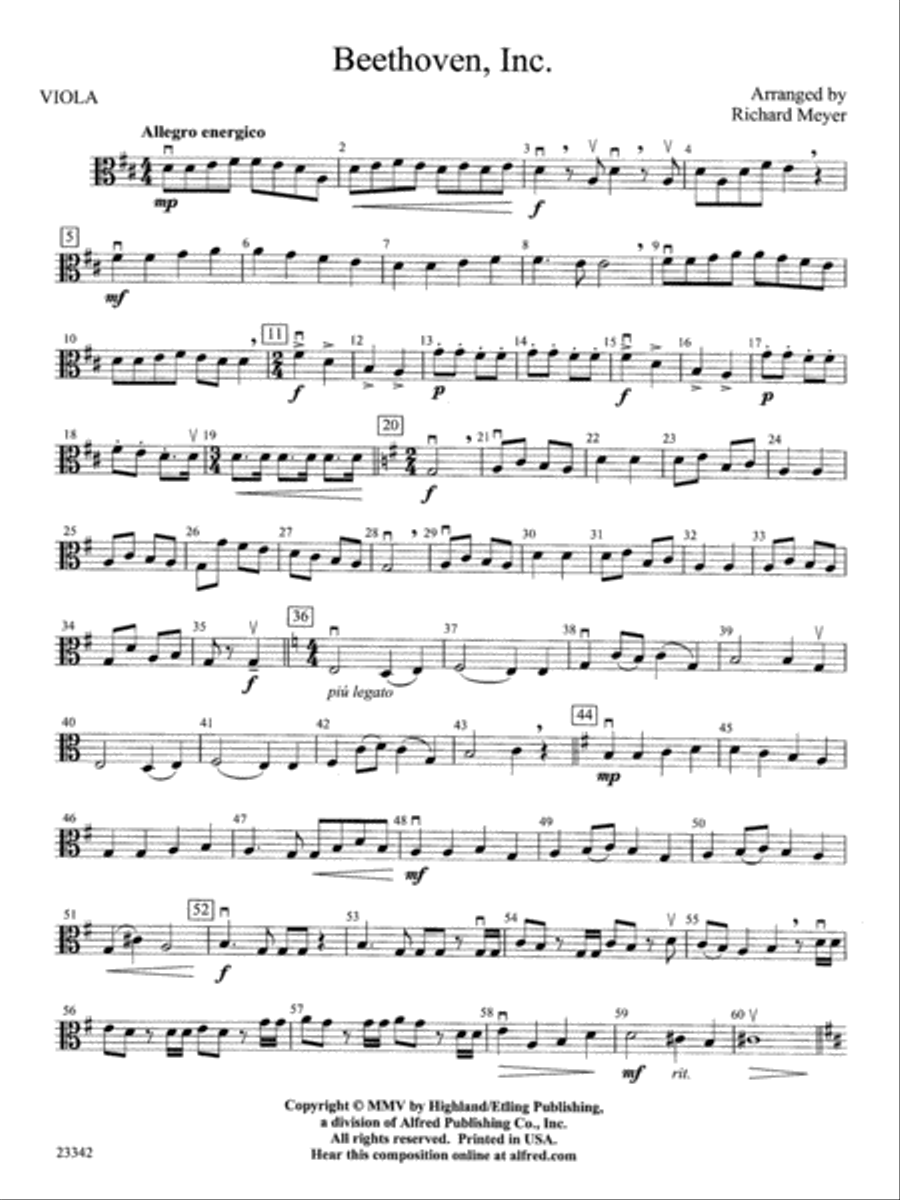 Beethoven, Inc.: Viola String Orchestra scores gallery preview page 1