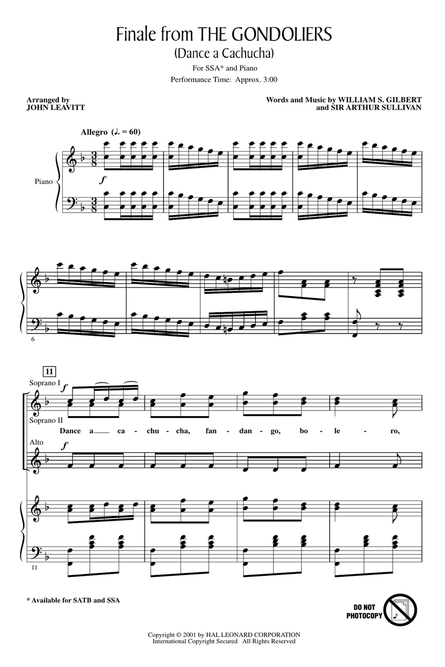 Finale from The Gondoliers (Dance a Cachucha) SSA scores gallery preview page 1