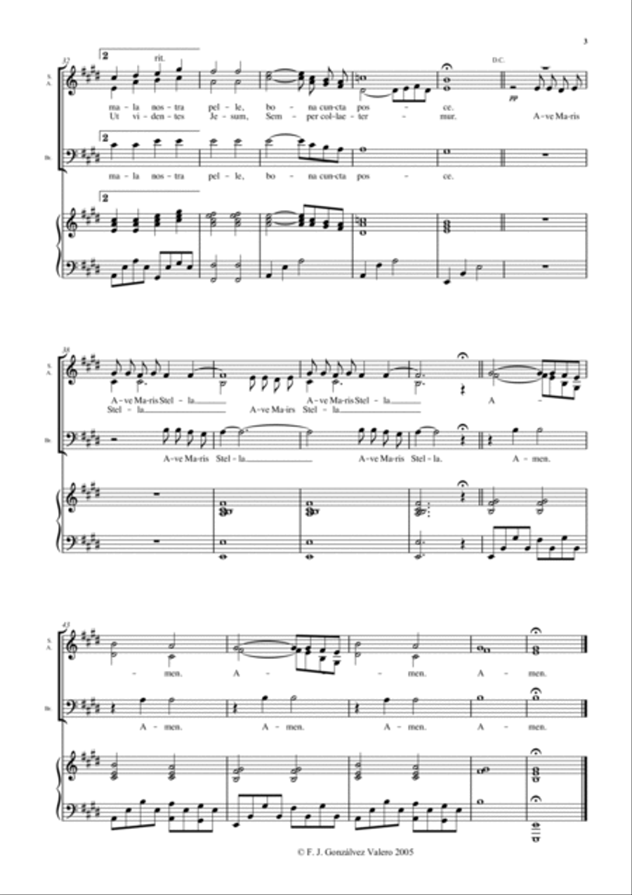 Ave Maris Stella 3-Part scores gallery preview page 3