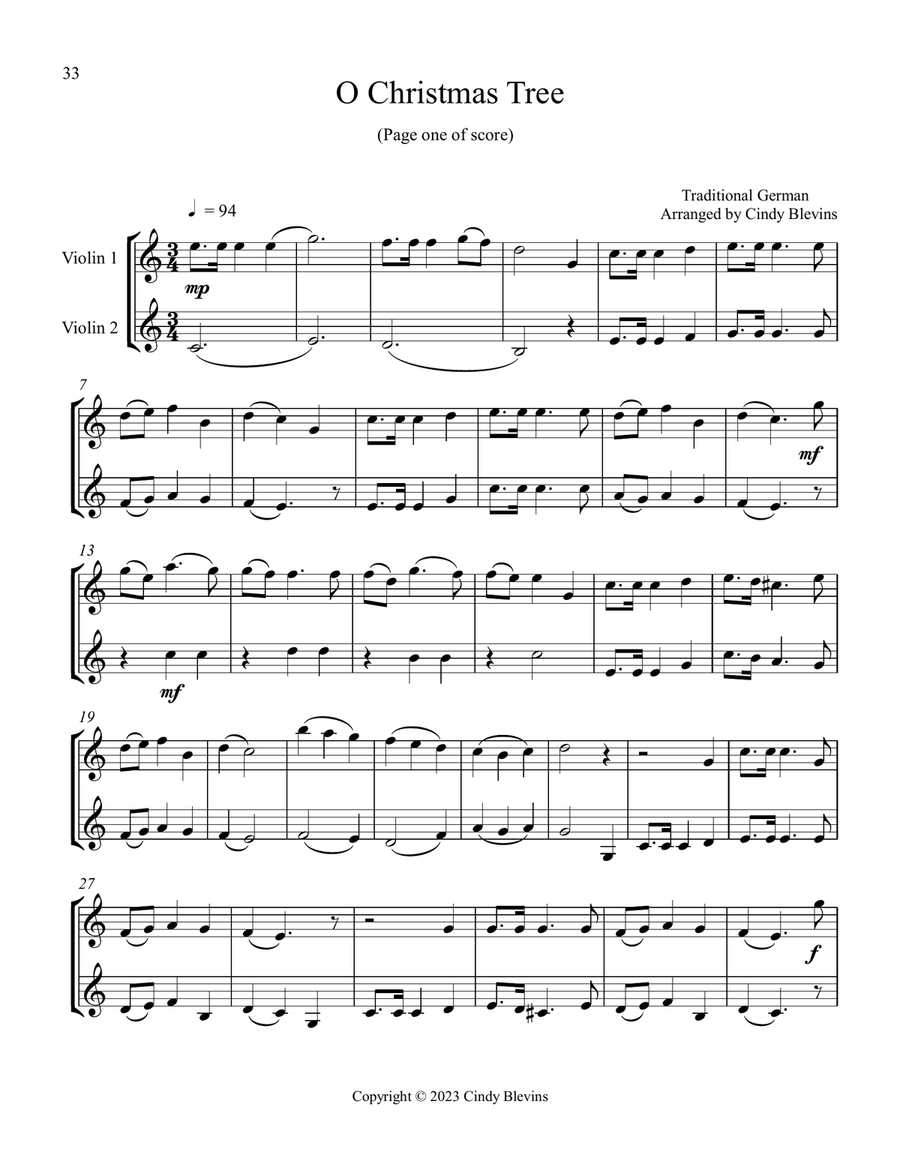 Violin Duets for Christmas, Vol. III (12 Arrangements) String Duet scores gallery preview page 4