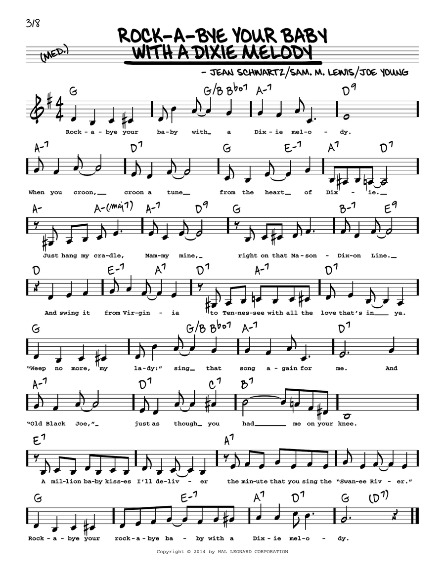 Rock-A-Bye Your Baby With A Dixie Melody (Low Voice) Low Voice scores gallery preview page 1