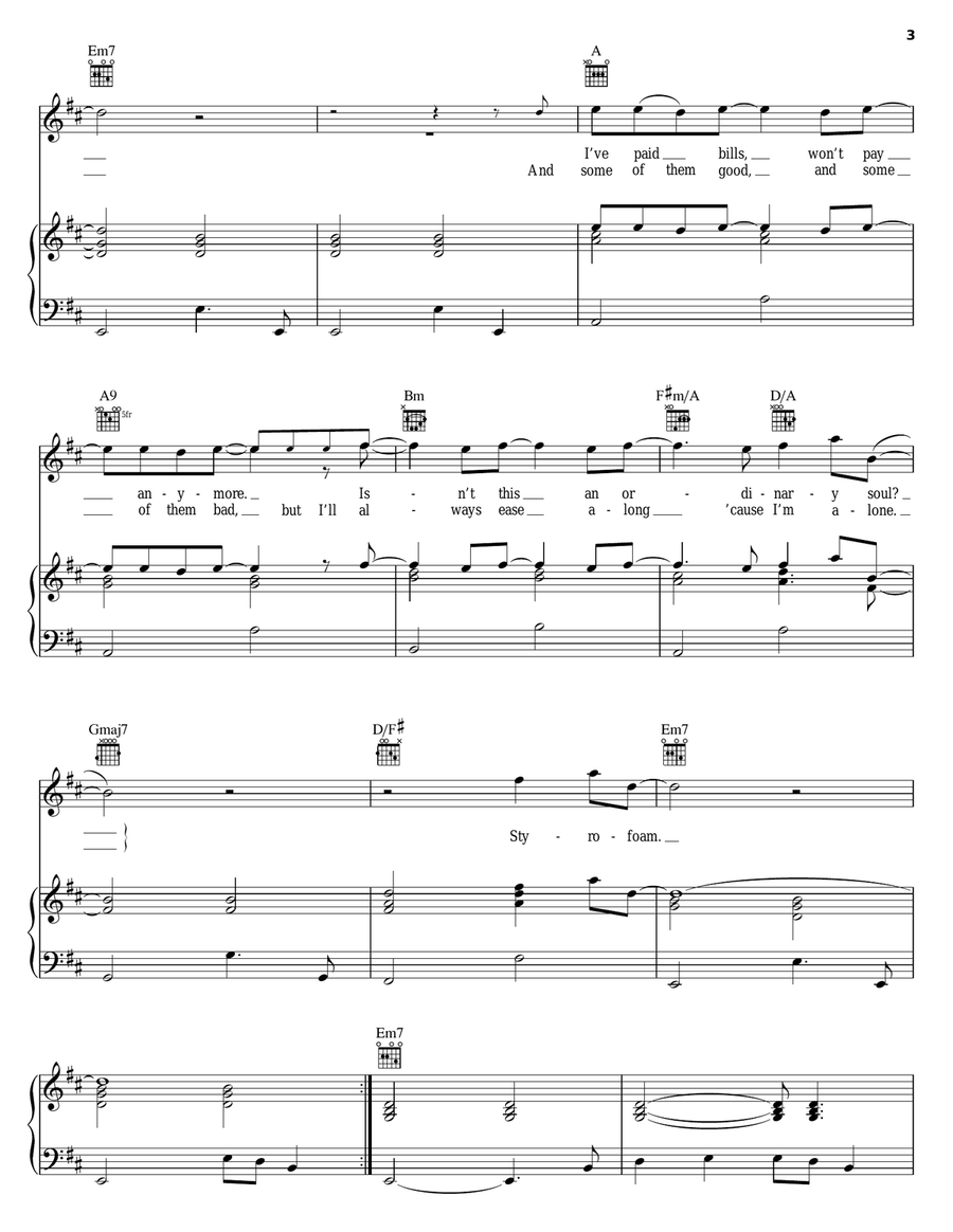 Styrofoam Piano, Vocal, Guitar scores gallery preview page 3