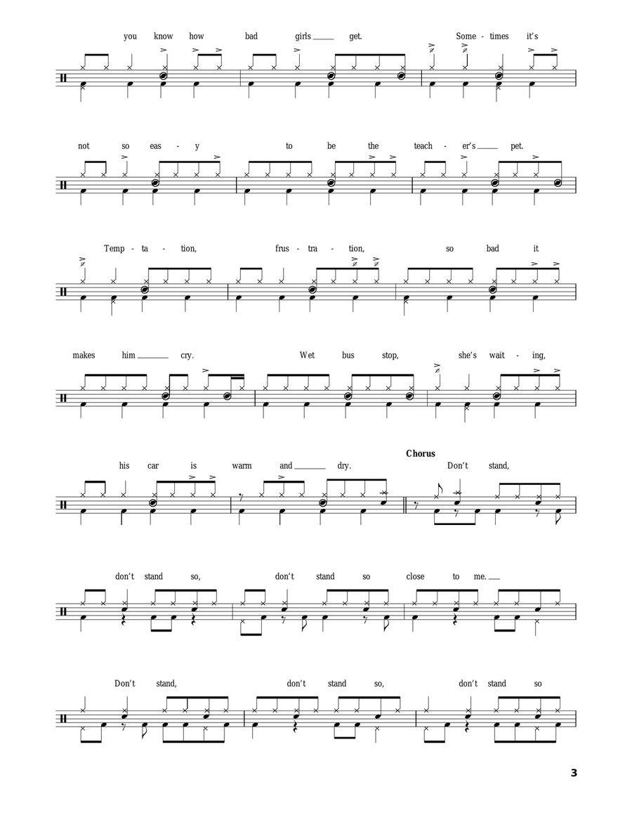 Don't Stand So Close To Me Drum Set scores gallery preview page 3