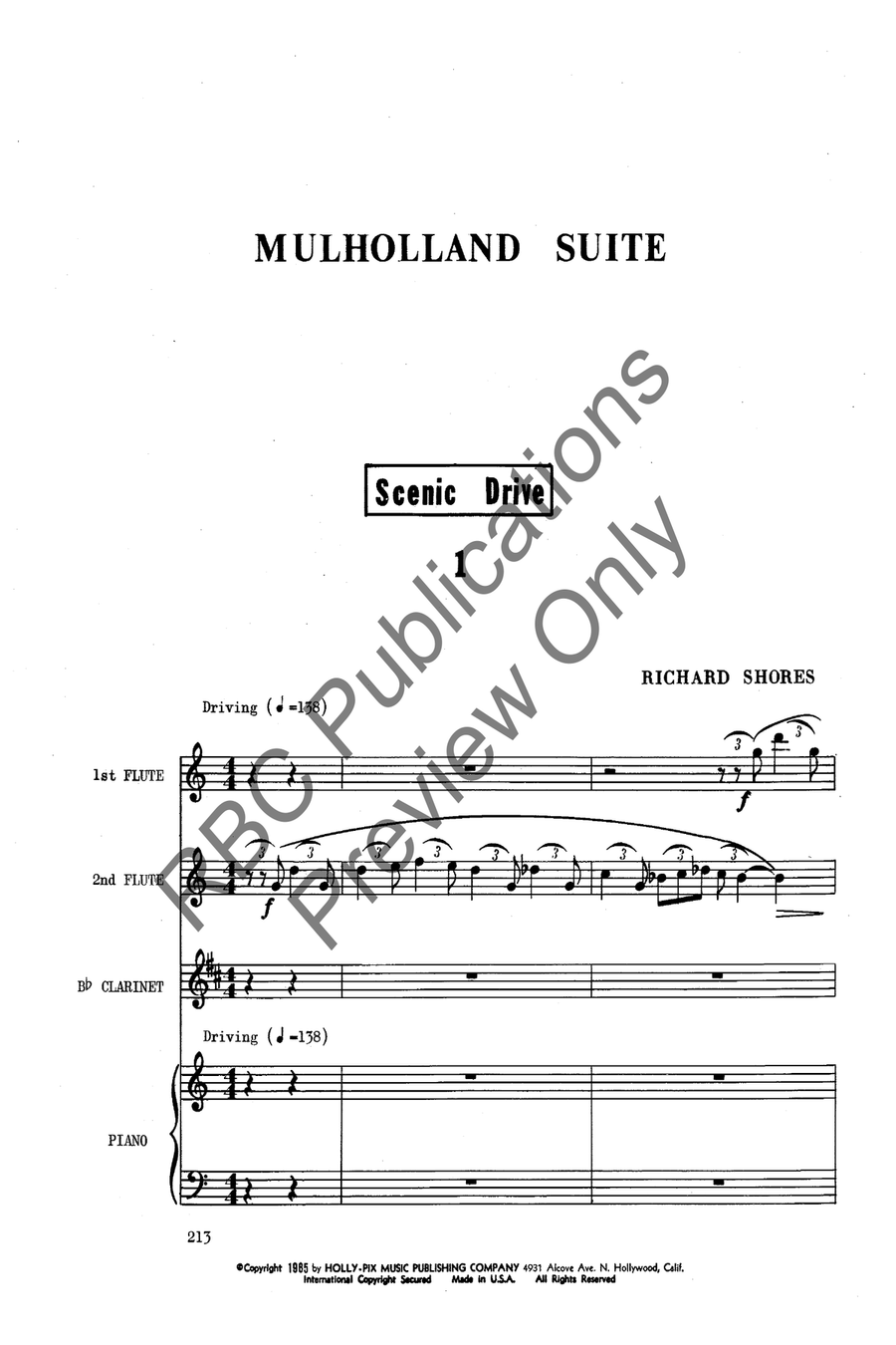 Mulholland Suite 2 Flutes/Clarinet Clarinet scores gallery preview page 4
