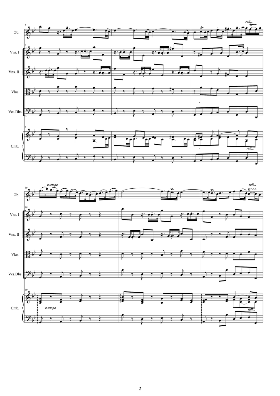 Handel - Oboe Concerto in G minor HWV 287 for Oboe, Strings and Continuo Chamber Orchestra scores gallery preview page 2