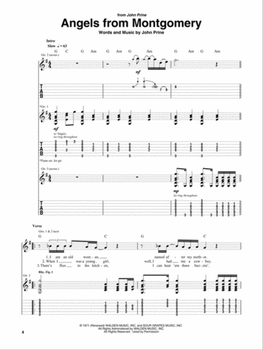 Song lyrics with guitar chords for Paradise - John Prine