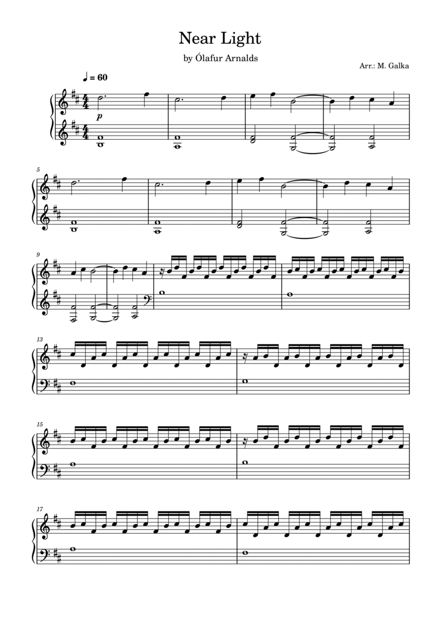 Near Light Near Light Piano Solo scores gallery preview page 1