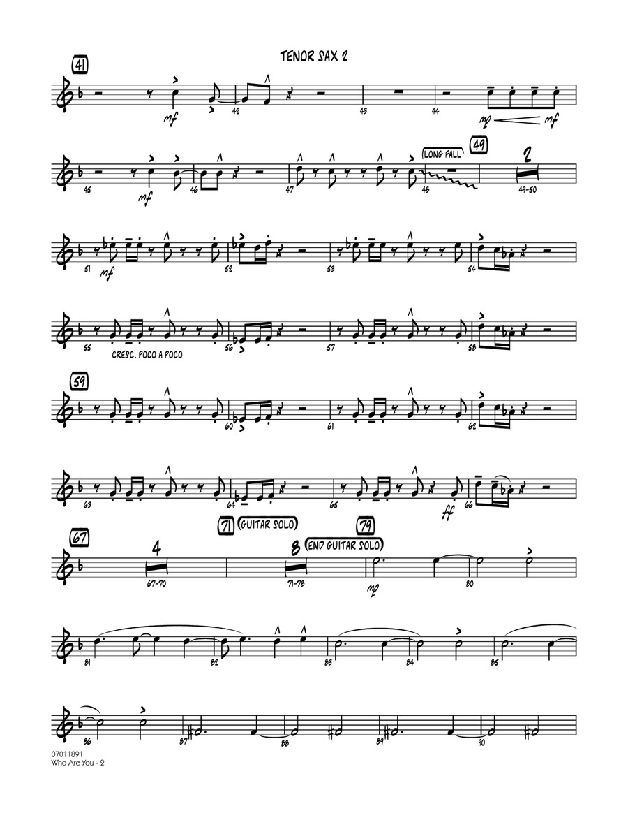 Who Are You - Tenor Sax 2 Jazz Ensemble scores gallery preview page 2