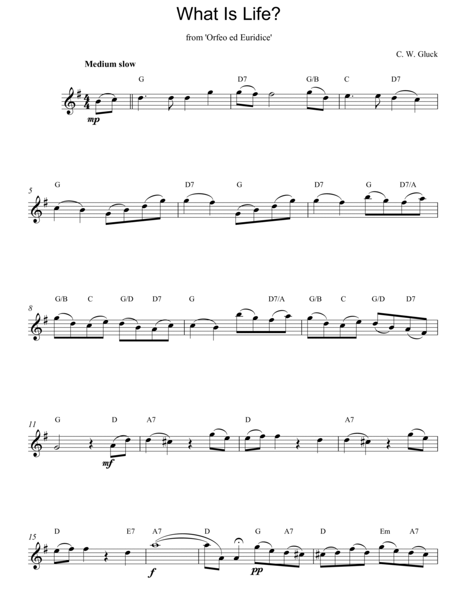 What Is Life From Orfeo And Euridice Piano scores gallery preview page 1
