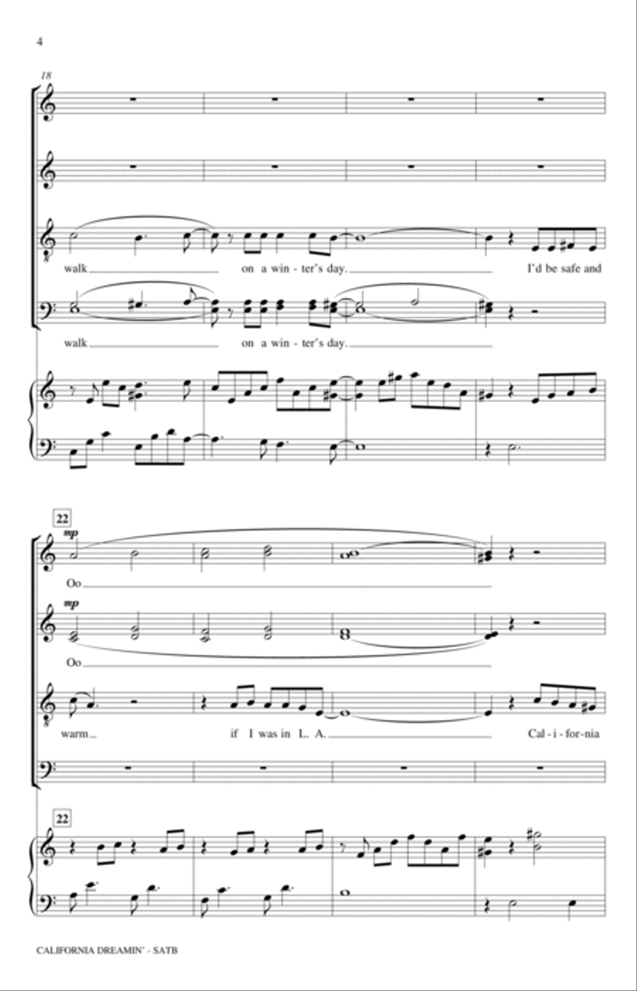 California Dreamin' (arr. Mac Huff) 4-Part scores gallery preview page 4
