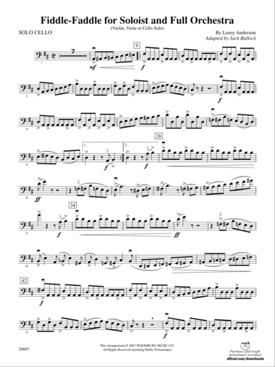 Book cover for Fiddle-Faddle for Soloist and Full Orchestra: Solo Cello
