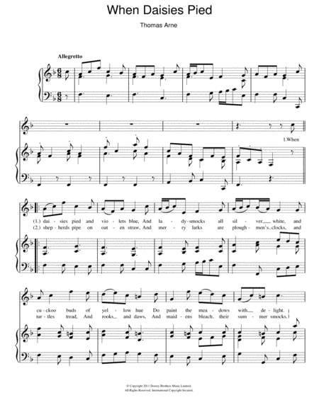 When Daisies Pied (Piano & Vocal) - Print Sheet Music Now
