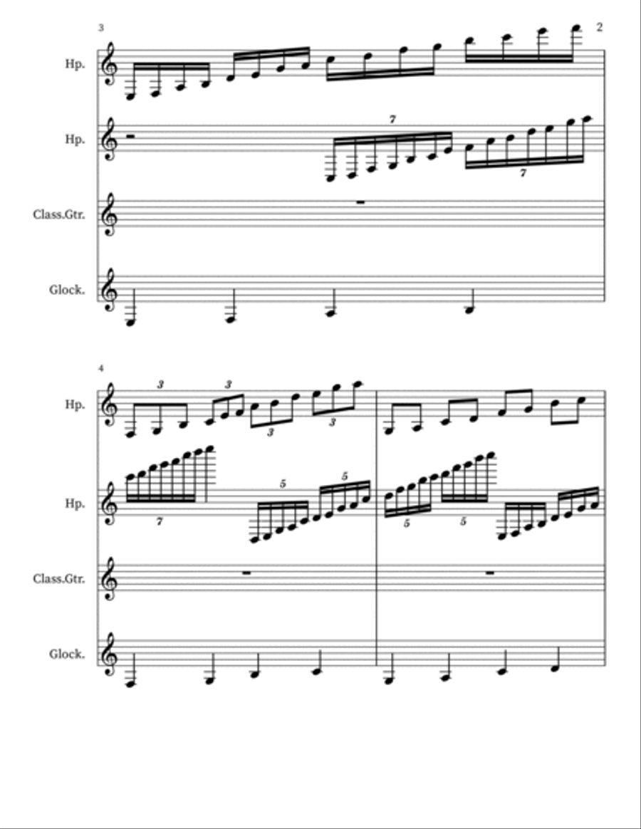 Z 112 for Harps, Classical Guitar & Glockenspiel Acoustic Guitar scores gallery preview page 2