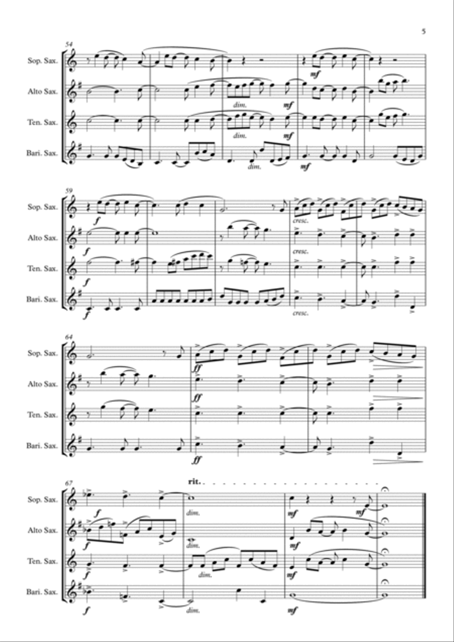Here Comes The Sun Saxophone Quartet scores gallery preview page 6