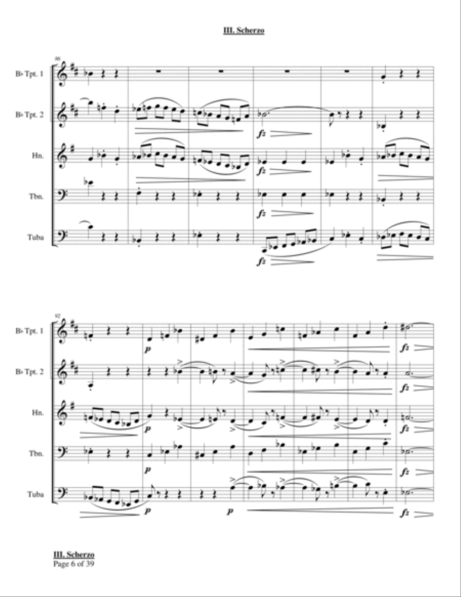 Scherzo from Quintet in C (Schubert, arr. Nunes) Chamber Music scores gallery preview page 6