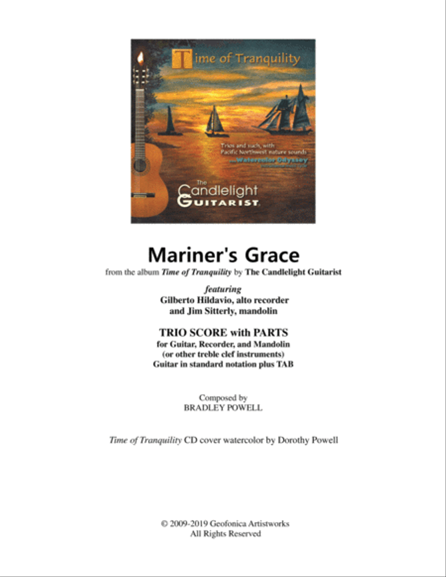 Mariner's Grace - Trio for Guitar, Recorder, and Mandolin (or flute) - SCORE with PARTS