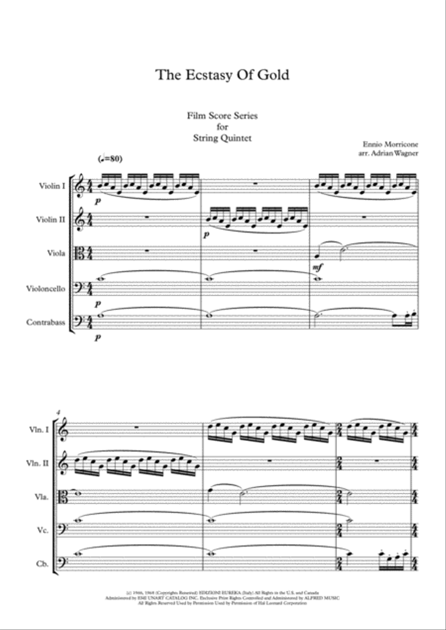 The Ecstasy Of Gold from THE GOOD, THE BAD AND THE UGLY String Quintet scores gallery preview page 3